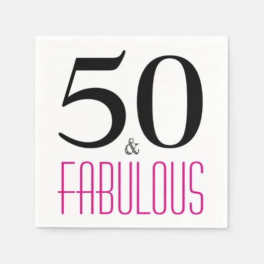50 en Fabulous Birthday Party Paper Napkins Servetten (Voorkant)