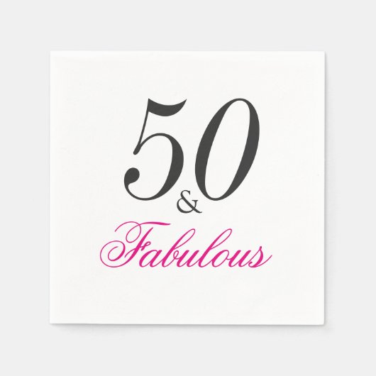 50 en Fabulous Birthday Party Paper Napkins Servetten (Voorkant)