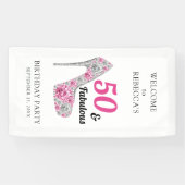 50 en Fabulous Birthday Party Personalized Spandoek (Horizontaal)