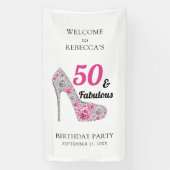 50 en Fabulous Birthday Party Personalized Spandoek (Verticaal)