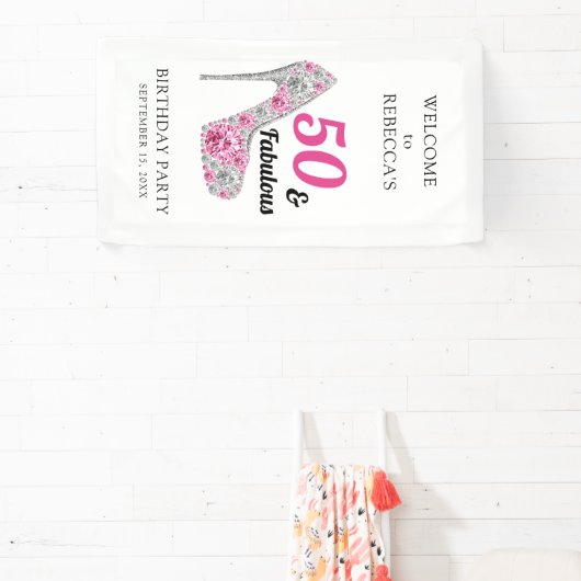 50 en Fabulous Birthday Party Personalized Spandoek (Insitu)