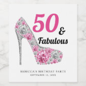 50 en Fabulous Birthday Party Personalized Wijn Etiket (Enkel label)