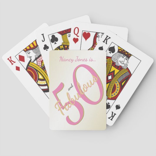 50 en Fabulous Birthday Party Pink/Gold 50th Fun Pokerkaarten (Achterkant)