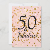 50 en Fabulous Birthday Party Pink Gold Confetti Kaart (Voorkant)