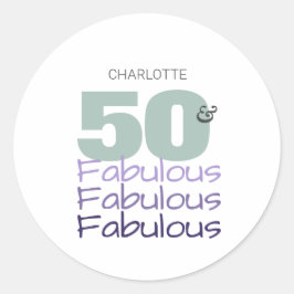 50 en Fabulous Birthday Party Round Sticker