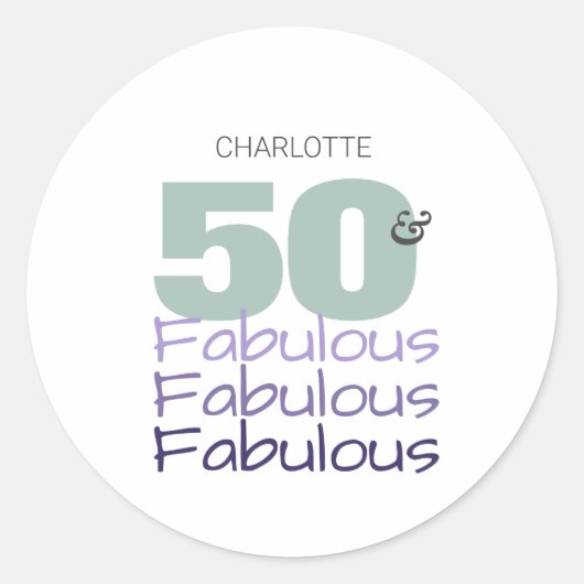 50 en Fabulous Birthday Party Round Sticker (Voorkant)
