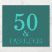 50. en Fabulous Birthday Party Turquoise Green Bier Etiket (Enkel label)