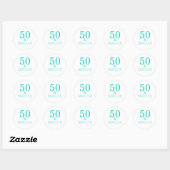 50 en Fabulous Birthday Party Turquoise White Ronde Sticker (Vel)