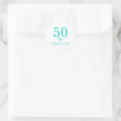 50 en Fabulous Birthday Party Turquoise White Ronde Sticker (Tas)