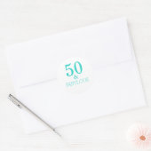 50 en Fabulous Birthday Party Turquoise White Ronde Sticker (Envelop)