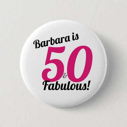 50 en Fabulous Birthday Personalized Button (Voorkant)
