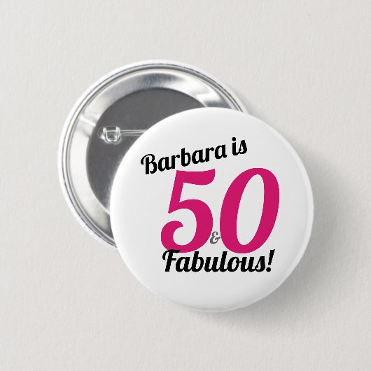 50 en Fabulous Birthday Personalized Button (Voorkant /achterkant)