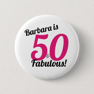 50 en Fabulous Birthday Personalized Button
