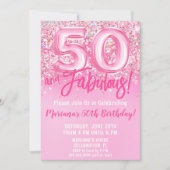 50 en Fabulous Birthday Pink Glitter Kaart (Voorkant)