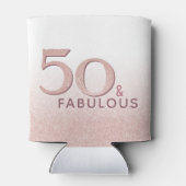 50 en Fabulous Birthday Pink Modern Typografie Blikjeskoeler (Achterkant)