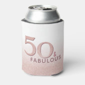 50 en Fabulous Birthday Pink Modern Typografie Blikjeskoeler (Blikje Achterkant)