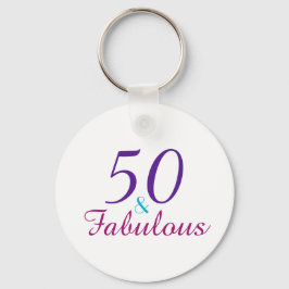 50 en Fabulous Birthday Pink Paars Blue Sleutelhanger