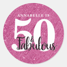50 en Fabulous Birthday Pink Sparkle Glitter
