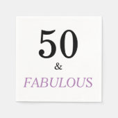50 en Fabulous Birthday Quote Black Paarse tekst Servet (Voorkant)