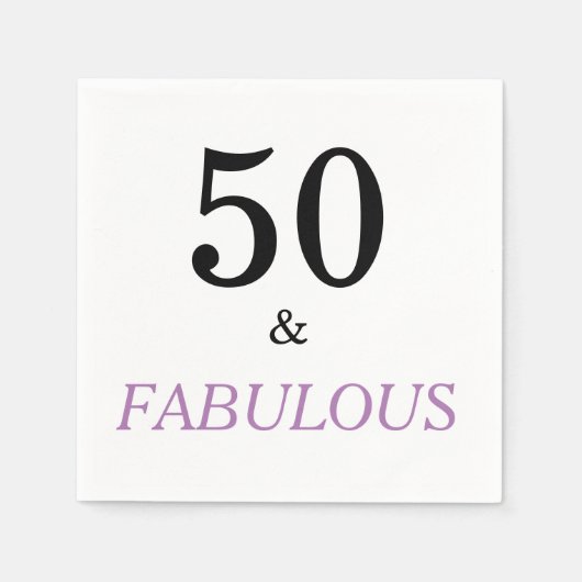 50 en Fabulous Birthday Quote Black Paarse tekst Servet (Voorkant)
