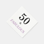 50 en Fabulous Birthday Quote Black Paarse tekst Servet (Hoek)