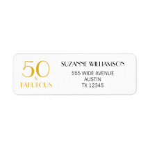 50 en Fabulous Birthday Return Address Label