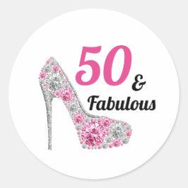 50 en Fabulous Birthday Ronde Sticker