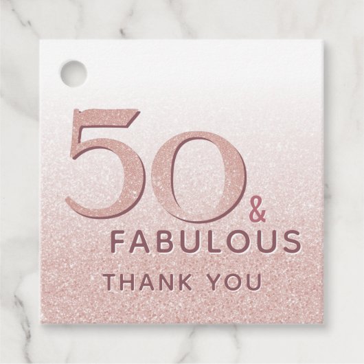 50 en Fabulous Birthday Roos Gold Elegant Bedankjes Labels (Voorkant)