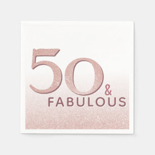 50 en Fabulous Birthday Roos Gold Elegant Text Servet