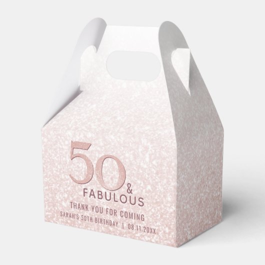 50 en Fabulous Birthday Roos Gold Glitter Bedankdoosjes (Achterkant)