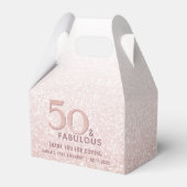 50 en Fabulous Birthday Roos Gold Glitter Bedankdoosjes (Voorkant Zijde)