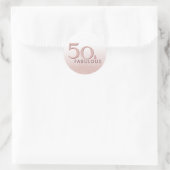 50 en Fabulous Birthday Roos Gold Glitter Ronde Sticker (Tas)