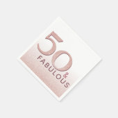 50 en Fabulous Birthday Roos Gouden Elegante Tekst Servet (Hoek)