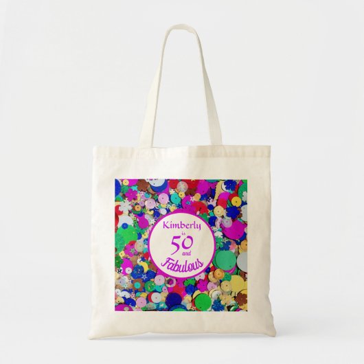50 en Fabulous Birthday Sequin Tote Bag (Voorkant)
