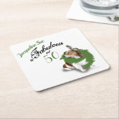 50 en Fabulous Birthday Sheltie Dog Green Kartonnen Onderzetters (Schuin)