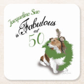 50 en Fabulous Birthday Sheltie Dog Green Kartonnen Onderzetters (Voorkant)