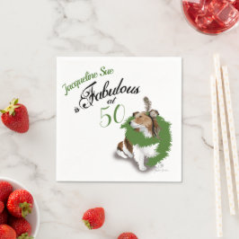 50 en Fabulous Birthday Sheltie Dog Green Servet