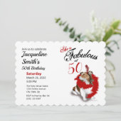 50 en Fabulous Birthday Sheltie Dog Red Invitatio Kaart (Staand voorkant)