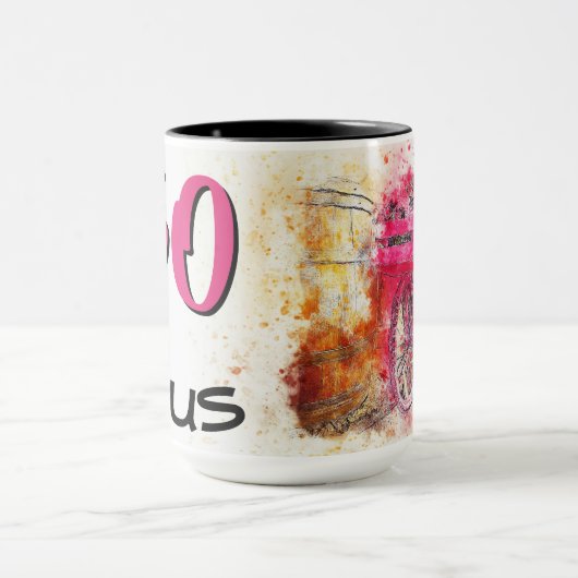 50 en Fabulous Birthday Text  Bicycle Art Mok (Midden)