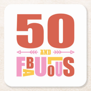 50 en Fabulous Birthday Typografisch Onderzetter