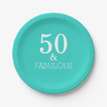 50 en Fabulous Birthday White Turquoise Blue