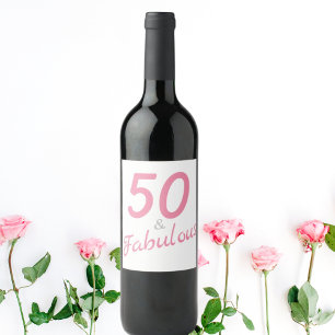 50 en Fabulous Birthday Wine Label Wijn Etiket