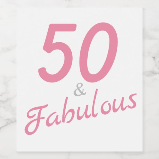 50 en Fabulous Birthday Wine Label Wijn Etiket (Enkel label)