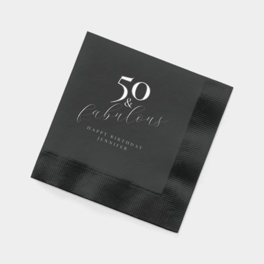 50 en Fabulous Black 50ste verjaardagsfeestje Folie Servetten (Links)