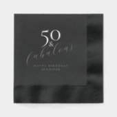 50 en Fabulous Black 50ste verjaardagsfeestje Folie Servetten (Voorkant)