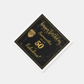 50 en Fabulous Black and Gold Birthday Sjabloon Servet (Hoek)