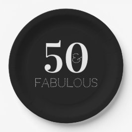 50 en Fabulous Black and White Birthday Party Papieren Bordje