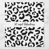 50 en Fabulous Black and White Cheetah Print Wijn Etiket (Enkel label)