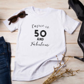 50 en Fabulous Black and White Typography Elegant T-shirt