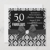 50 en Fabulous black damask foto | 50e verjaardag Kaart (Achterkant)